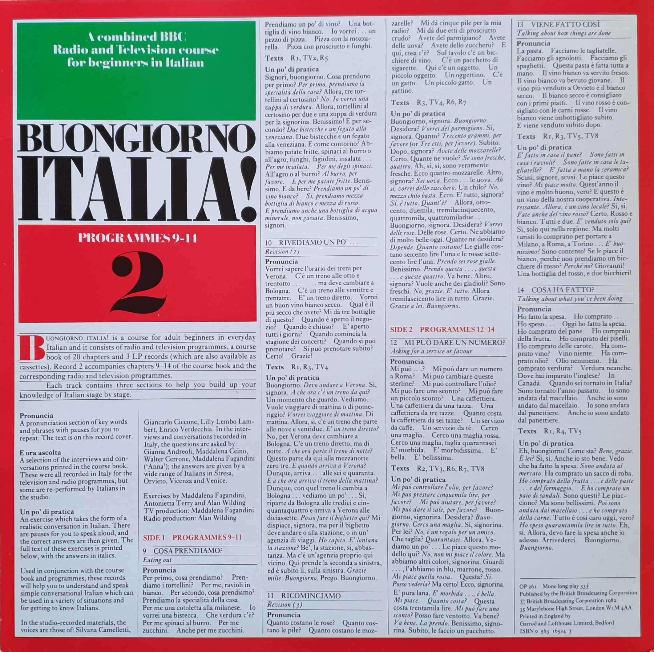 Picture of OP 261 Buongiorno Italia - 9-14 by artist Maddalena Fagandini / Antonietta Terry / Alan Wilding from the BBC records and Tapes library